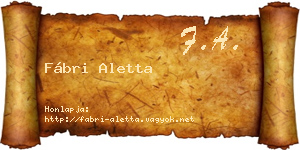 Fábri Aletta névjegykártya